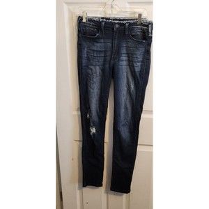 Kancan Women's Estilo Raw Hem Distressed Ankle Jeans Size‎ 27 Blue Skinny